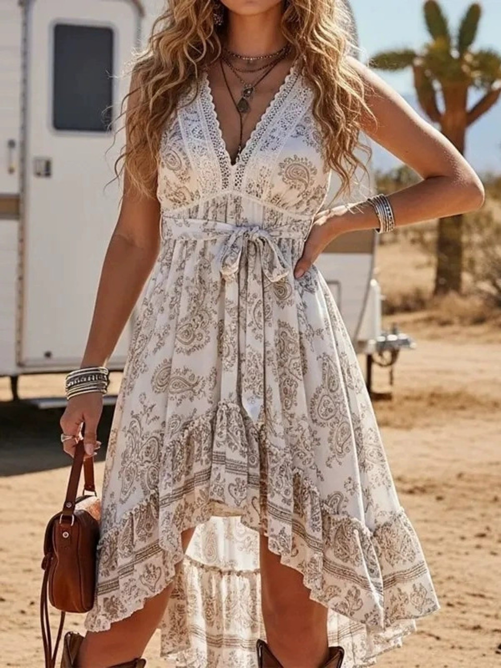 ZARA Summer Lace Printed Vacation Dress for Women